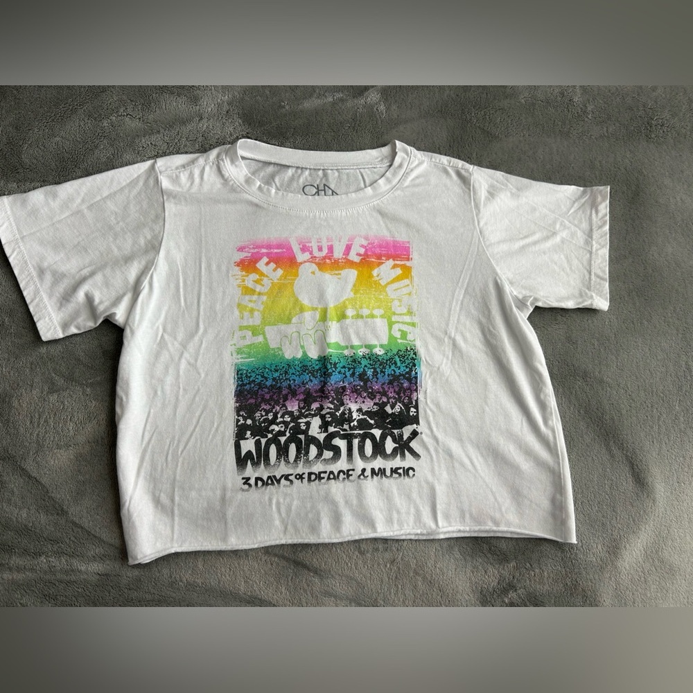 CHA SOR Woodstock Kids White Graphic T-Shirt SIZE 10